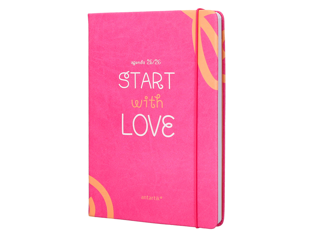 AGENDA ESCOLAR ANTARTIK 25-26 ENCUADERNADA GO! SIMIL PIEL FUCSIA SEMANA VISTA A5 BILINGE PAPEL FSC 80 GR