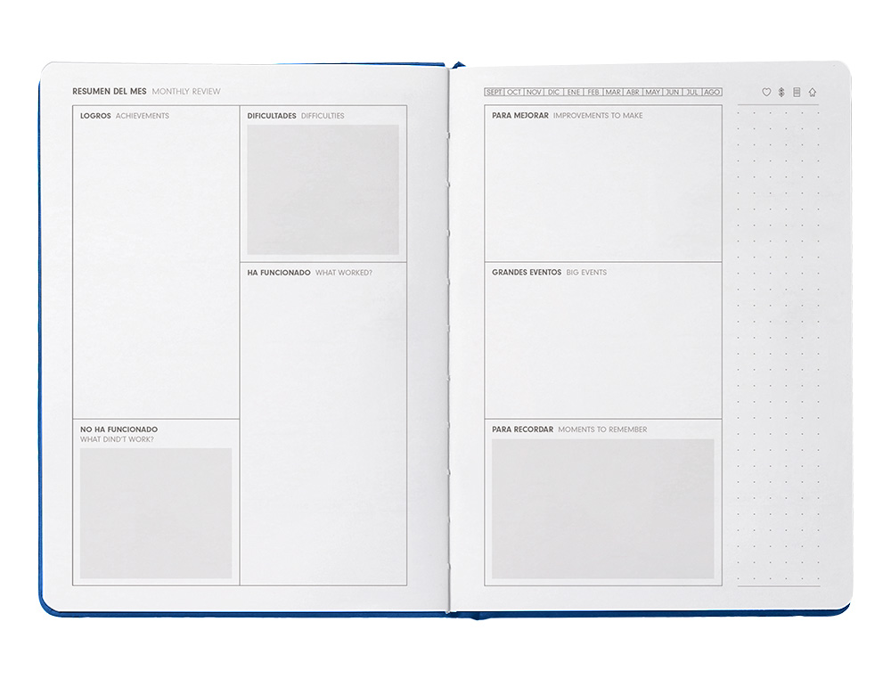 AGENDA ESCOLAR ANTARTIK 25-26 ENCUADERNADA GO! SIMIL PIEL AZUL OSCURO SEMANA VISTA A5 BILINGE PAPEL FSC 80 GR