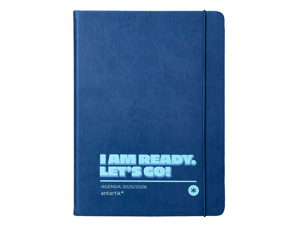 AGENDA ESCOLAR ANTARTIK 25-26 ENCUADERNADA GO! SIMIL PIEL AZUL OSCURO SEMANA VISTA A5 BILINGE PAPEL FSC 80 GR