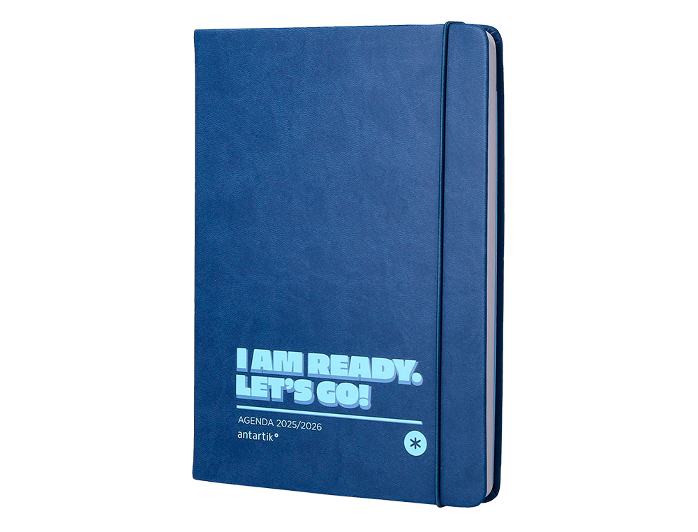 AGENDA ESCOLAR ANTARTIK 25-26 ENCUADERNADA GO! SIMIL PIEL AZUL OSCURO SEMANA VISTA A5 BILINGE PAPEL FSC 80 GR