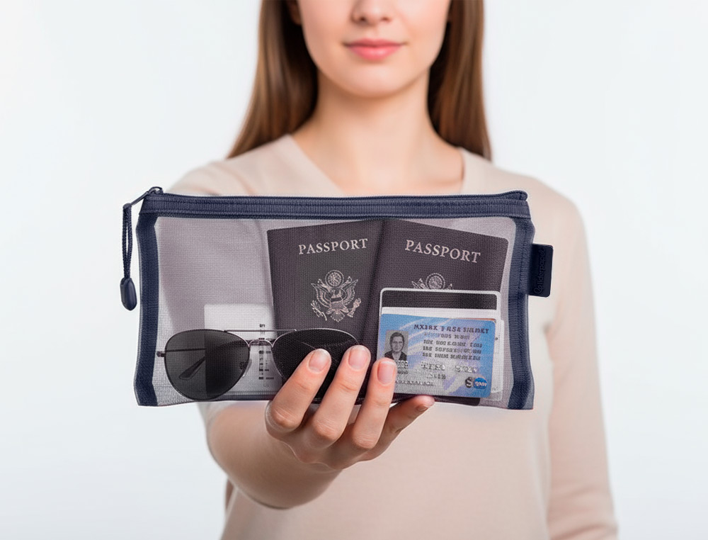 BOLSA ZIPPER BAG LIDERPAPEL POLIESTER TRANSPIRABLE MULTIUSOS TICKET 230X115 MM AZUL MARINO