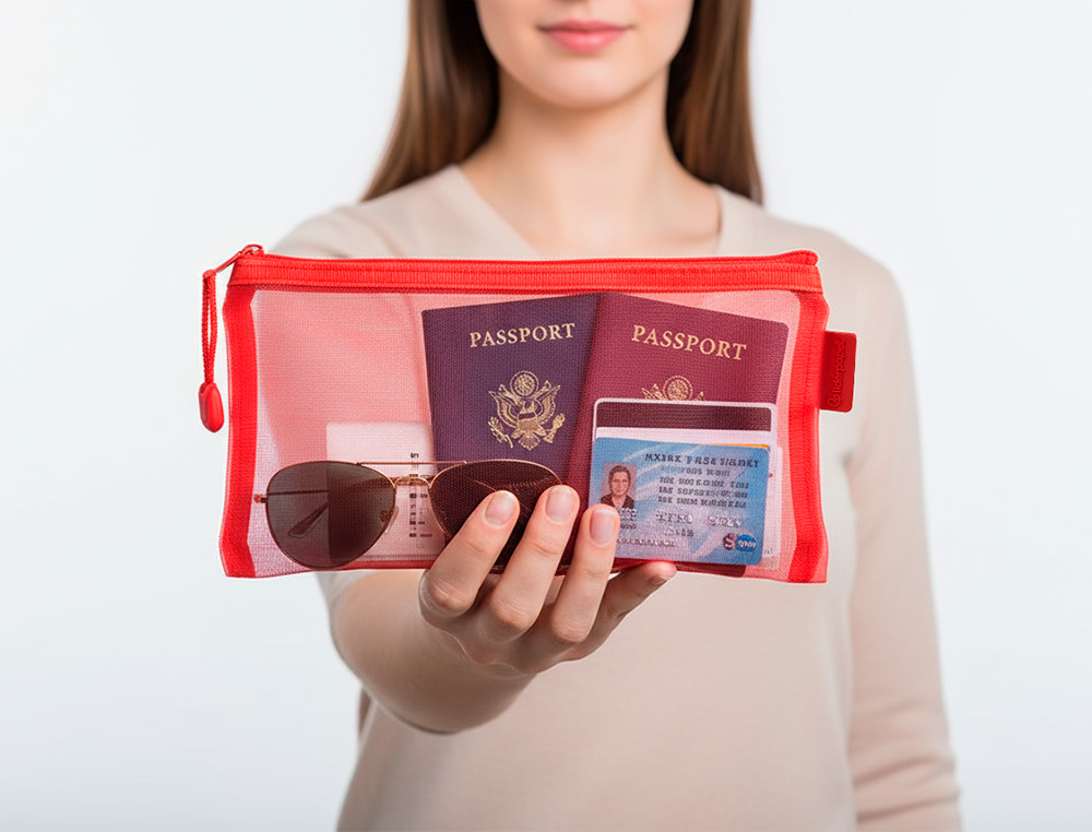 BOLSA ZIPPER BAG LIDERPAPEL POLIESTER TRANSPIRABLE MULTIUSOS TICKET 230X115 MM ROJO
