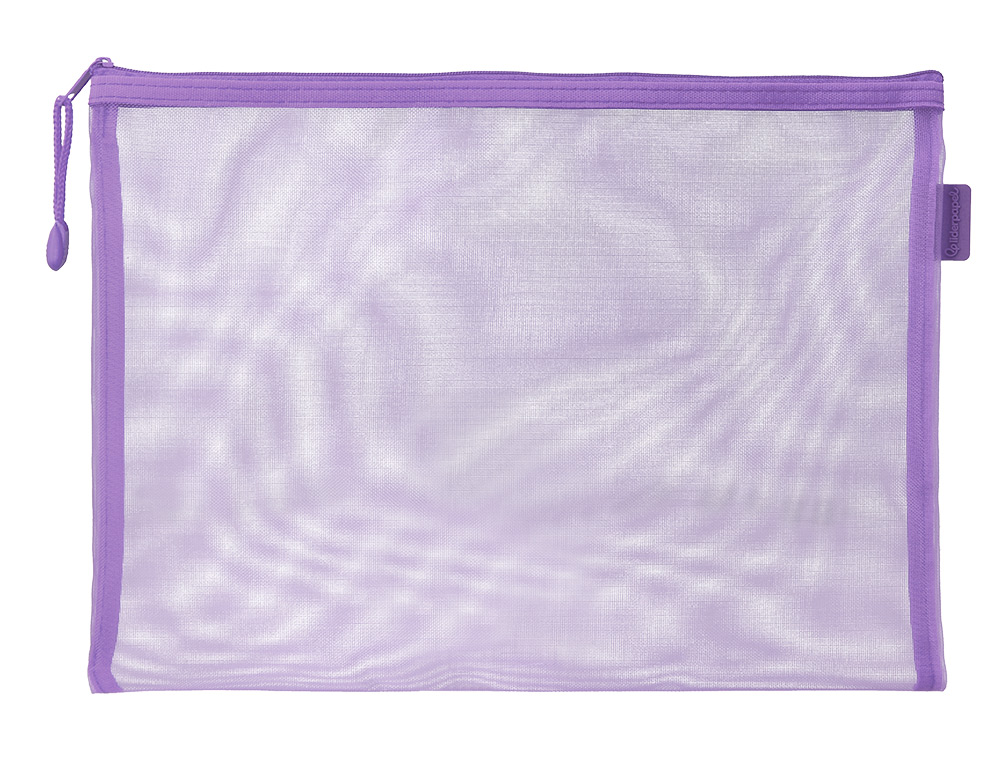 BOLSA ZIPPER BAG LIDERPAPEL POLIESTER TRANSPIRABLE MULTIUSOS DIN A4 MORADO PASTEL
