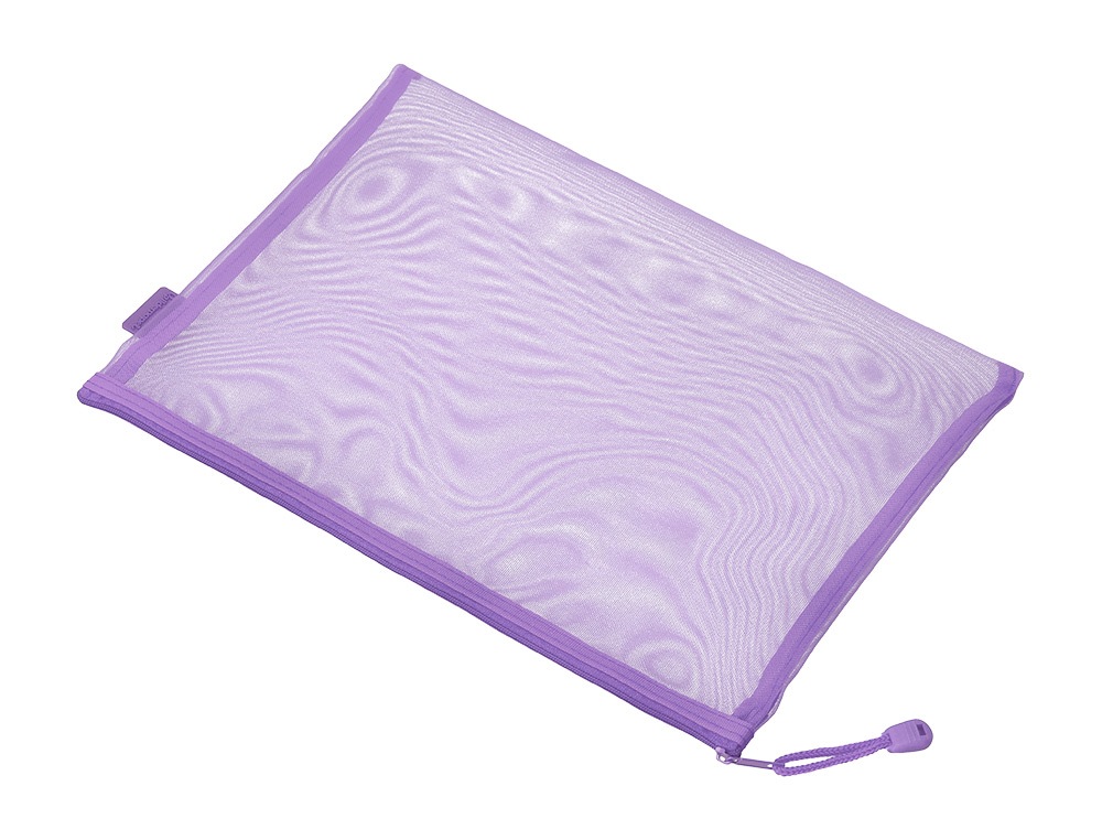 BOLSA ZIPPER BAG LIDERPAPEL POLIESTER TRANSPIRABLE MULTIUSOS DIN A4 MORADO PASTEL