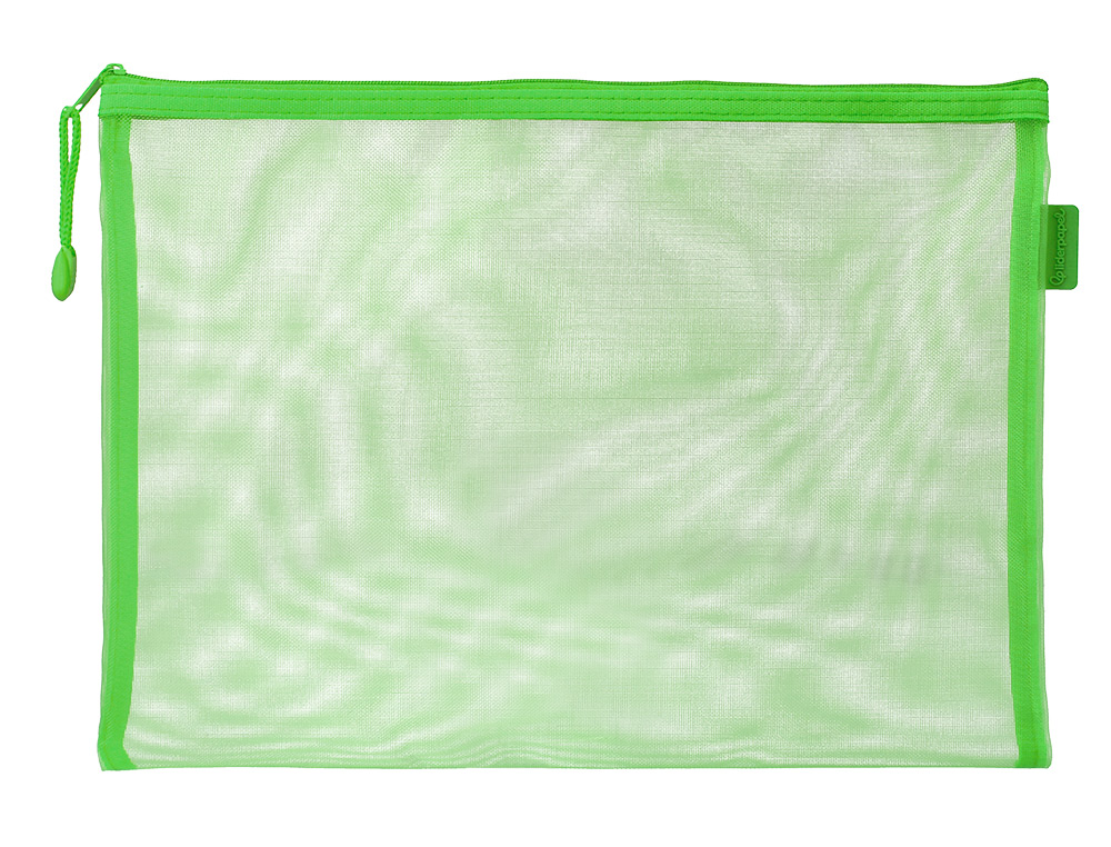 BOLSA ZIPPER BAG LIDERPAPEL POLIESTER TRANSPIRABLE MULTIUSOS DIN A4 VERDE PASTEL