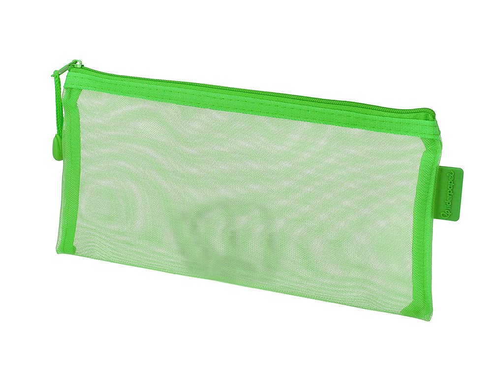 BOLSA ZIPPER BAG LIDERPAPEL POLIESTER TRANSPIRABLE MULTIUSOS TICKET 230X115 MM VERDE PASTEL