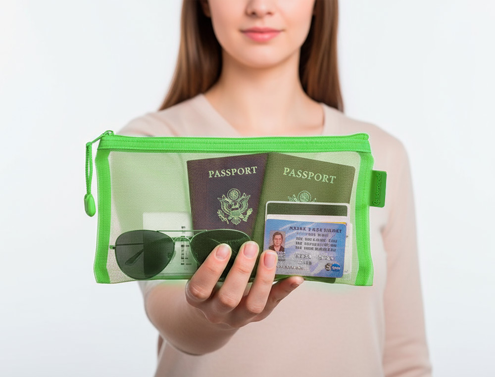 BOLSA ZIPPER BAG LIDERPAPEL POLIESTER TRANSPIRABLE MULTIUSOS TICKET 230X115 MM VERDE PASTEL