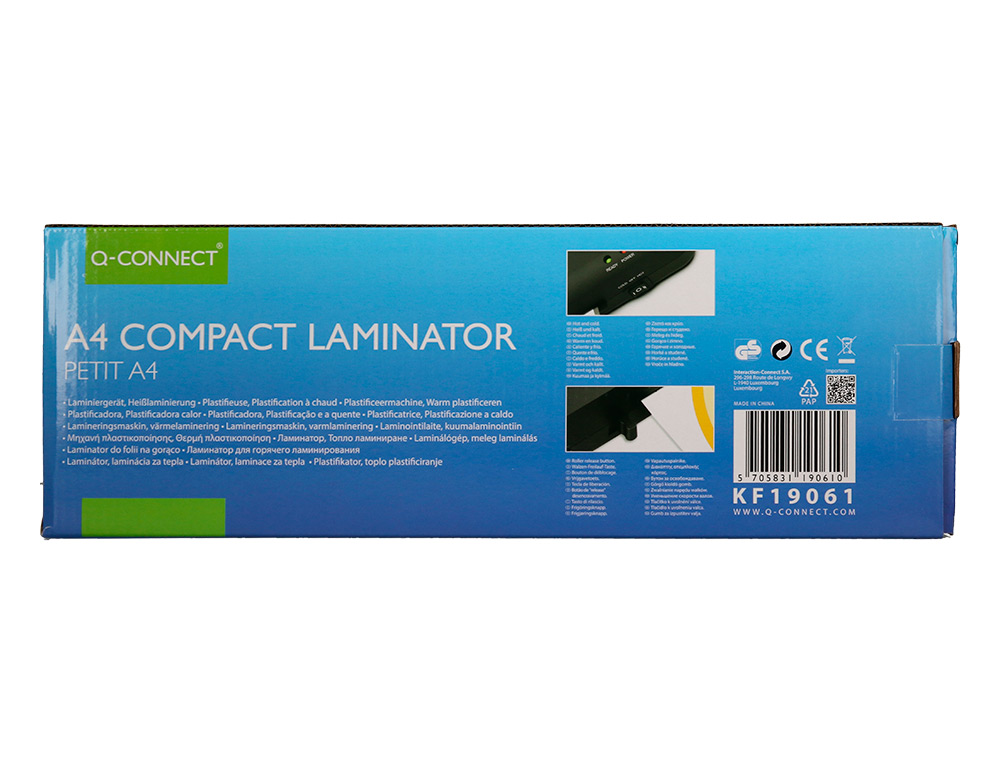 PLASTIFICADORA Q-CONNECT COMPACTA KF19061 DIN A4 PLASTIFICADO CALIENTE/FRIO LUCES READY/POWER 2 RODILLOS