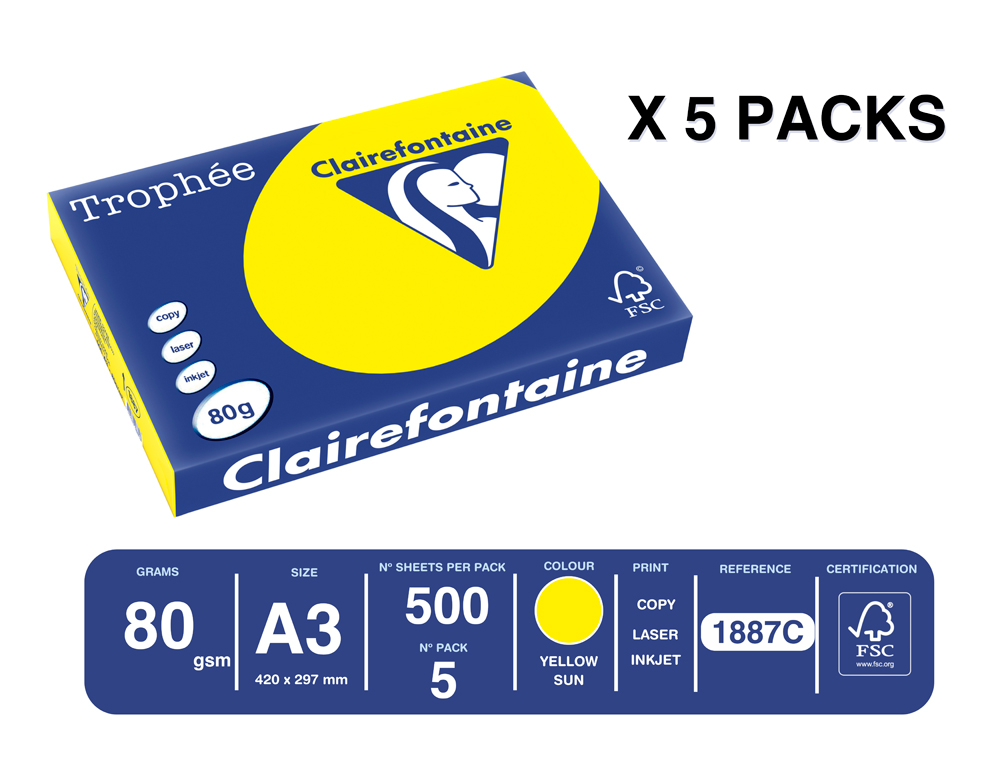PAPEL COLOR TROPHEE A3 80GR SOL INTENSO PAQUETE DE 500 HOJAS