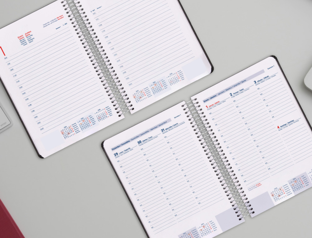 AGENDA ESPIRAL LIDERPAPEL CLASSIC A4 2026 DIA PAGINA AZUL CLARO PAPEL 70 GR FSC