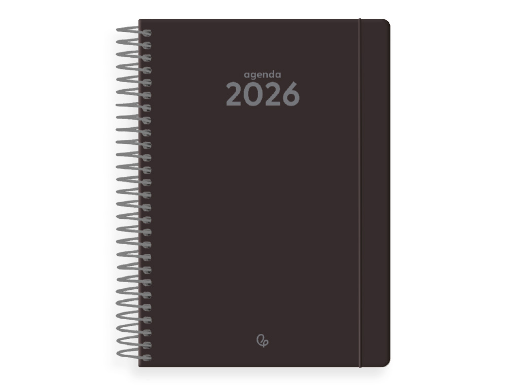 AGENDA ESPIRAL LIDERPAPEL CLASSIC A6 2026 DIA PAGINA NEGRO PAPEL 70 GR FSC