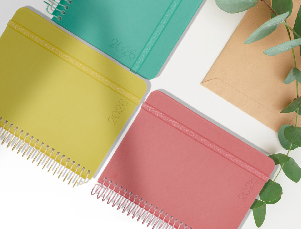 AGENDA ESPIRAL LIDERPAPEL NEON A5 2026 DIA PAGINA MENTA PAPEL 70 GR FSC