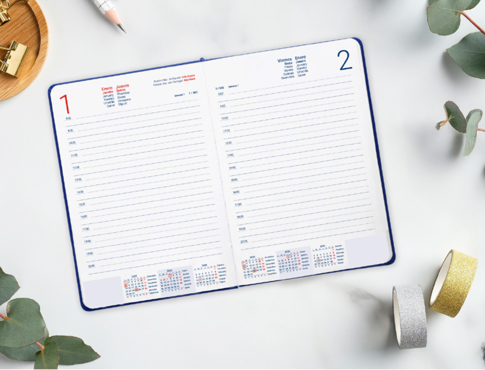 AGENDA ENCUADERNADA LIDERPAPEL ICARIA A5 2026 DIA PAGINA ROSA PAPEL 70 GR FSC