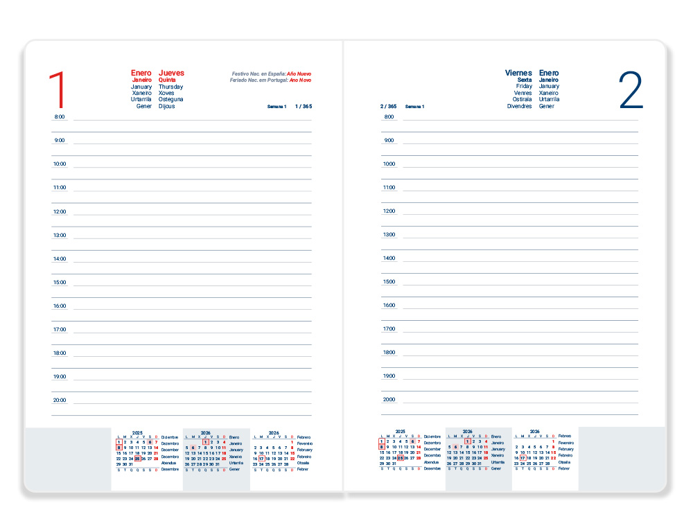 AGENDA ENCUADERNADA LIDERPAPEL MYKONOS 150X210 MM 2026 DIA PAGINA ROSA PAPEL 70 GR FSC