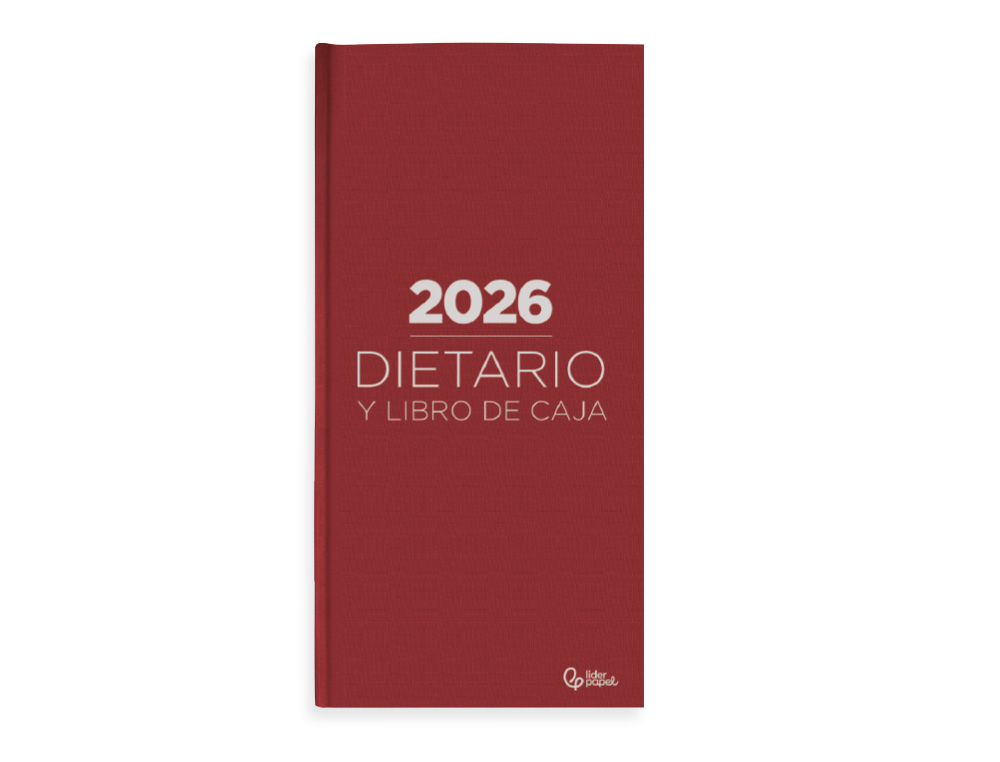 DIETARIO LIDERPAPEL 2026 CUARTO 150X215 MM DIA PAGINA COLOR ROJO PAPEL 70 GR FSC