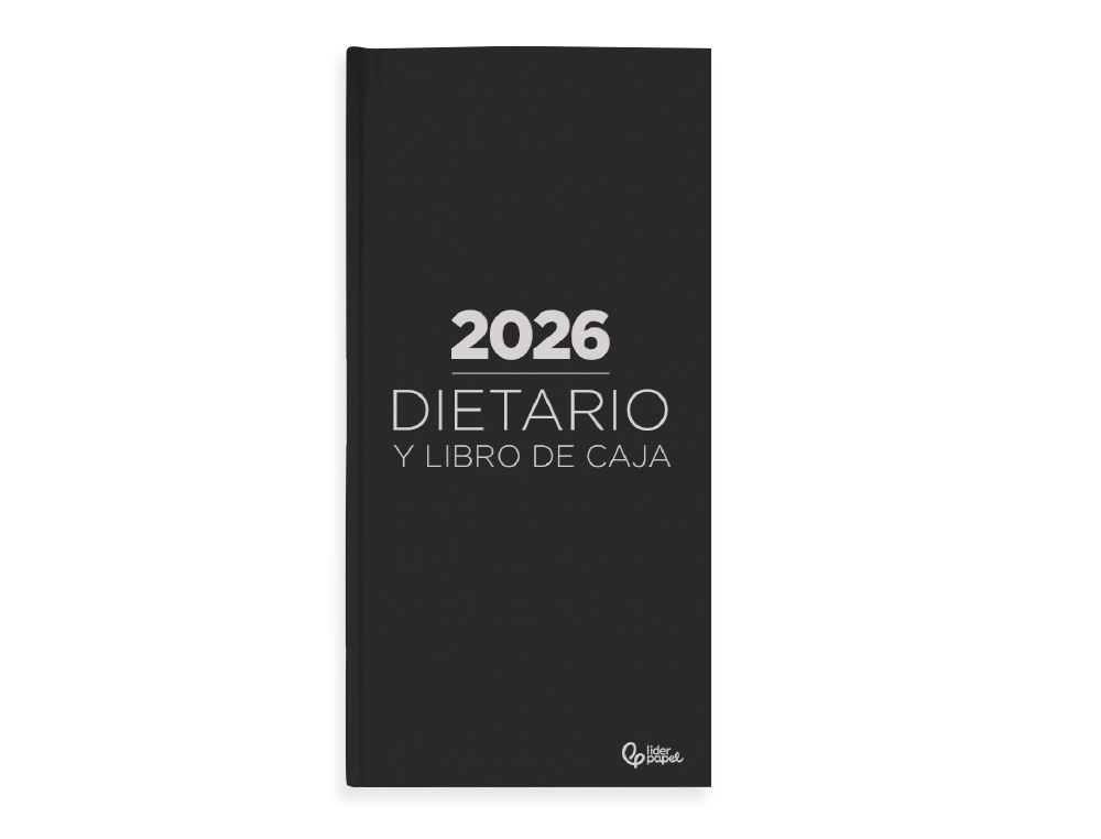 DIETARIO LIDERPAPEL 2026 CUARTO 150X215 MM DIA PAGINA COLOR NEGRO PAPEL 70 GR FSC
