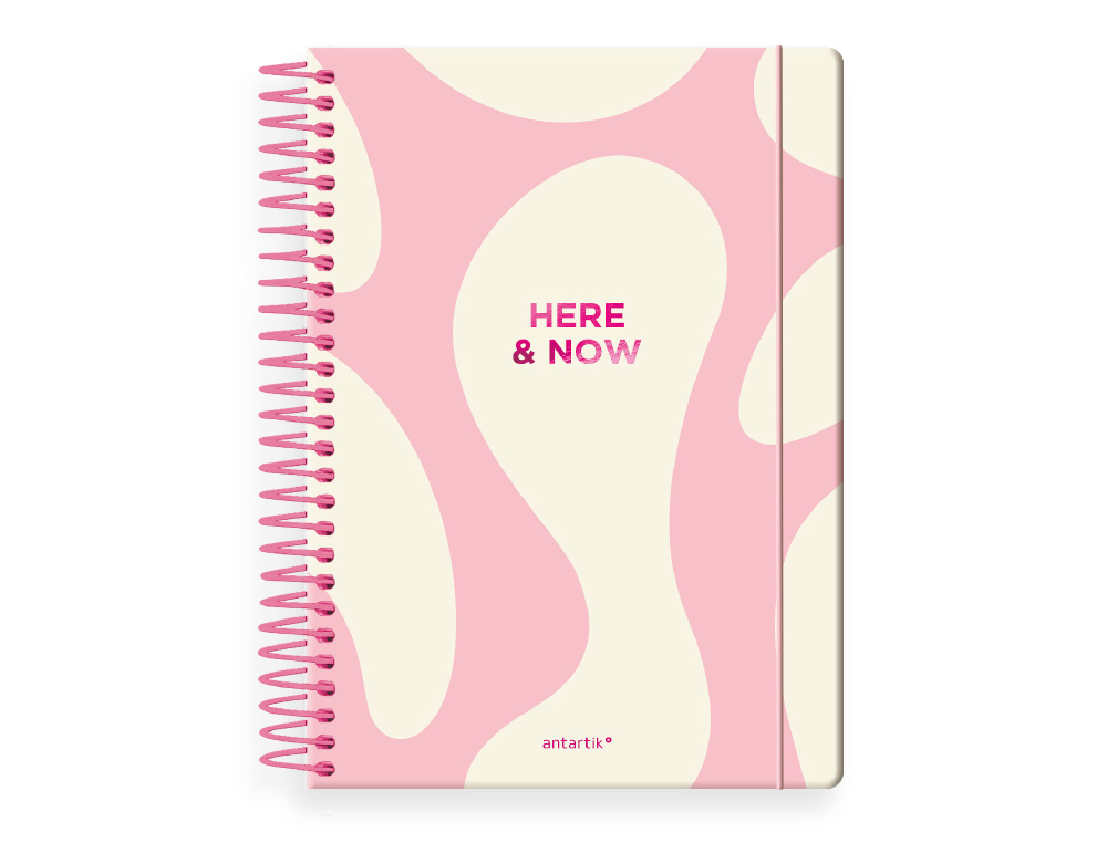 AGENDA ESPIRAL ANTARTIK HERE AND NOW A5+ 2026 DÍA PÁGINA ROSA PAPEL 80G FSC