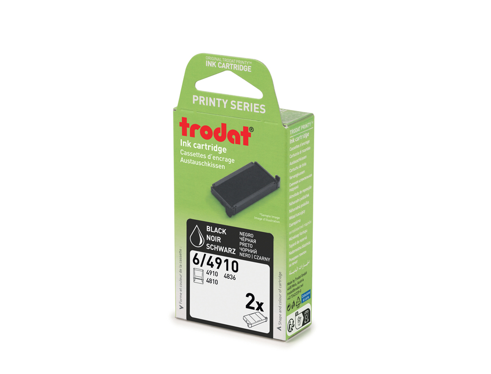 ALMOHADILLA DE REPUESTO TRODAT 4810/4837/4910 COLOR NEGRO BLISTER DE 2 UNIDADES