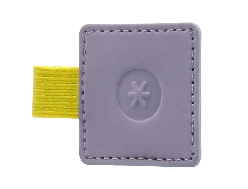 PORTABOLIGRAFO AUTOADHESIVO ANTARTIK PARA CUADERNO NOTE CON ELASTICO HASTA 15 MM GROSOR 80 MM MORADO Y AMARILLO