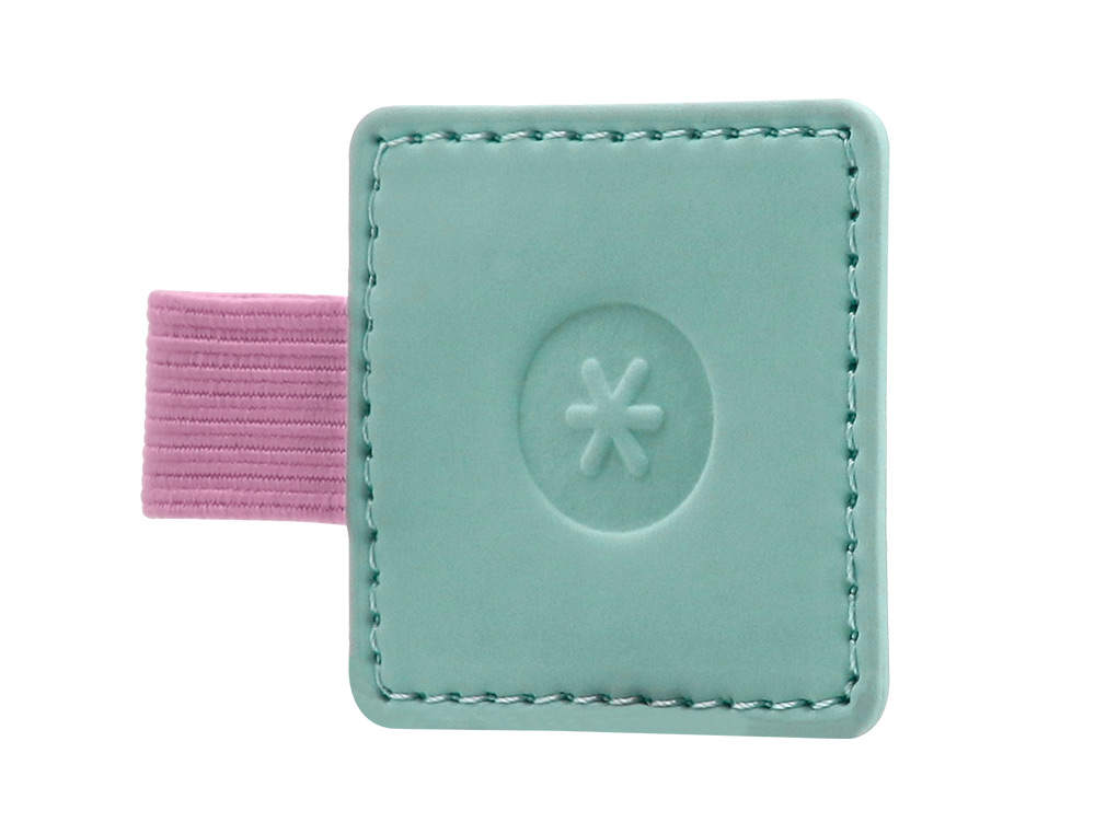 PORTABOLIGRAFO AUTOADHESIVO ANTARTIK PARA CUADERNO NOTE CON ELASTICO HASTA 15 MM GROSOR 80 MM TURQUESA Y ROSA