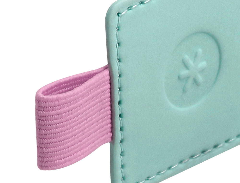 PORTABOLIGRAFO AUTOADHESIVO ANTARTIK PARA CUADERNO NOTE CON ELASTICO HASTA 15 MM GROSOR 80 MM TURQUESA Y ROSA