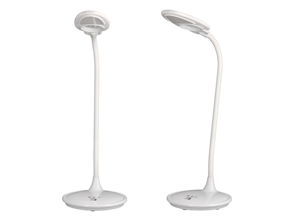 LAMPARA DE OFICINA Q-CONNECT SOBREMESA PROFESIONAL ABS 18 LEDS 5W INTERRUPTOR SENSOR 3 NIVELES CON LUPA COLOR BLANCO