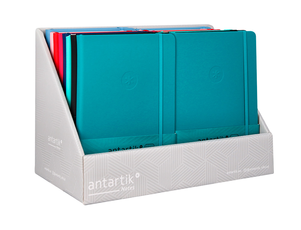 CUADERNO CON GOMILLA ANTARTIK NOTE TAPA BLANDA EXPOSITOR DE 18 UNIDADES SURTIDAS