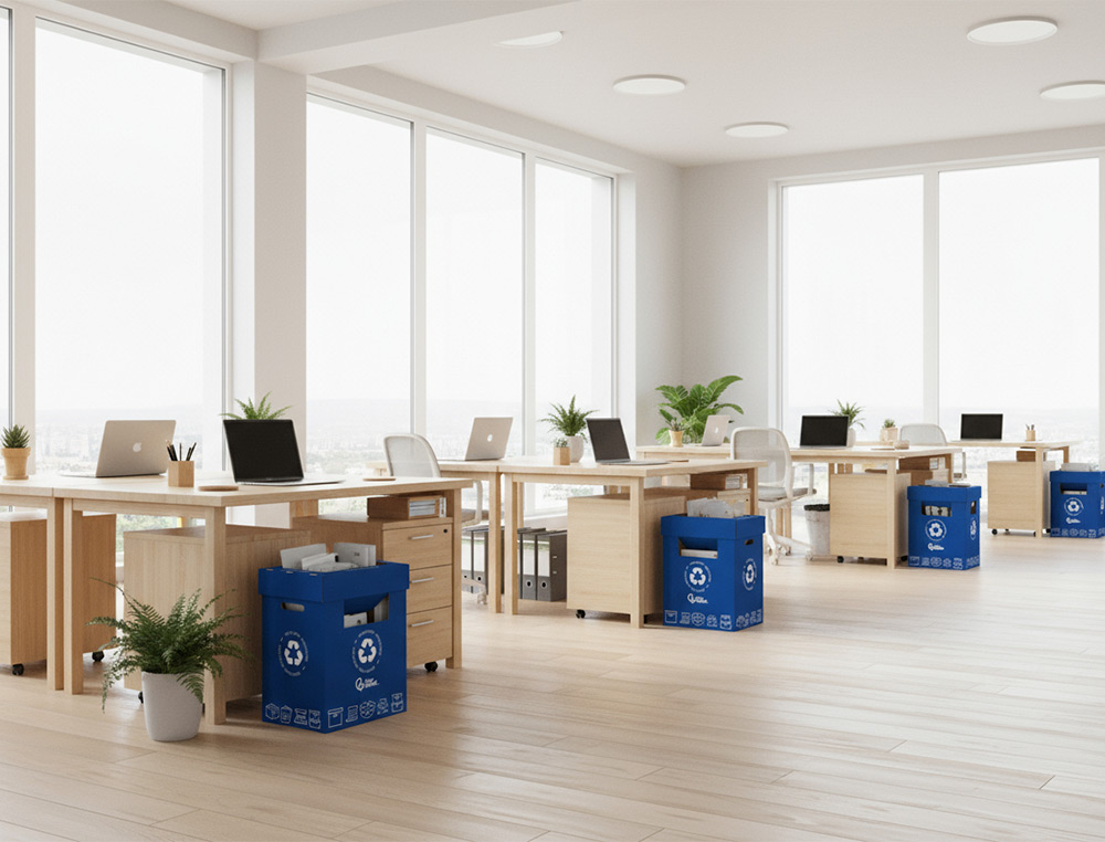 CONTENEDOR PAPELERA RECICLAJE LIDERPAPEL CARTON RECICLADO PARA PAPEL Y CARTON 450X350X650 MM 70 LITROS AZUL