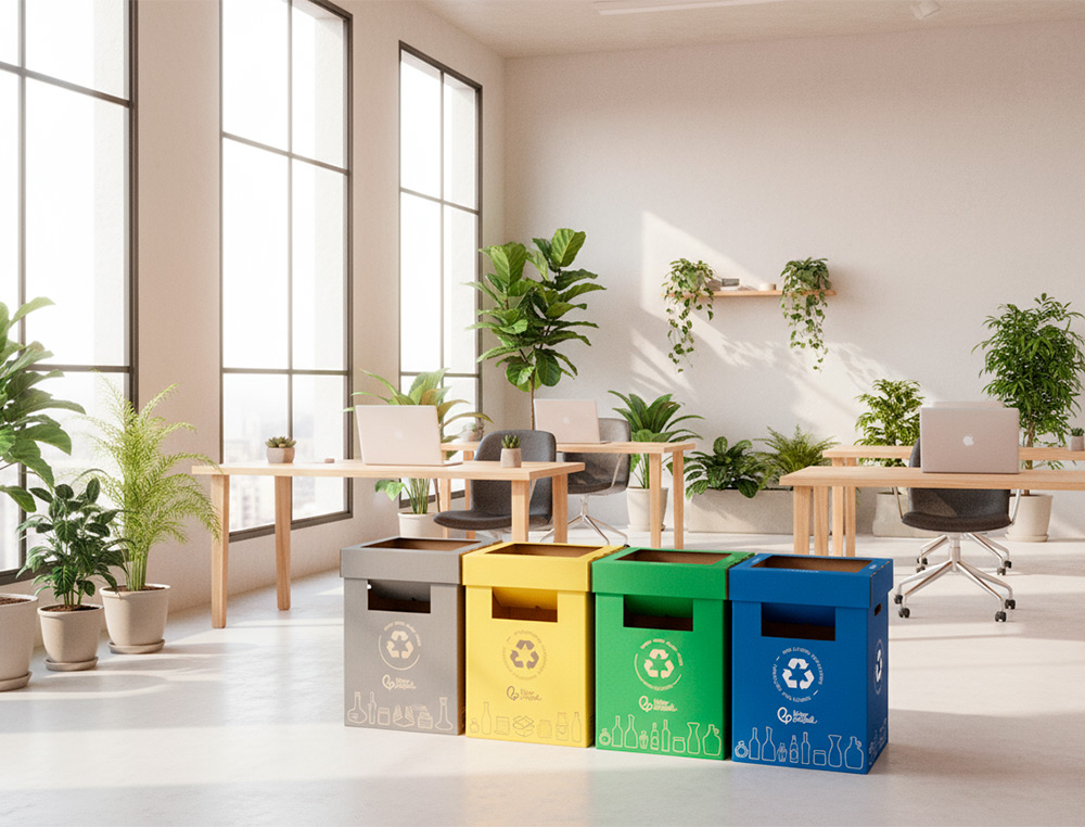 CONTENEDOR PAPELERA RECICLAJE LIDERPAPEL CARTON RECICLADO PARA PAPEL Y CARTON 450X350X650 MM 70 LITROS AZUL