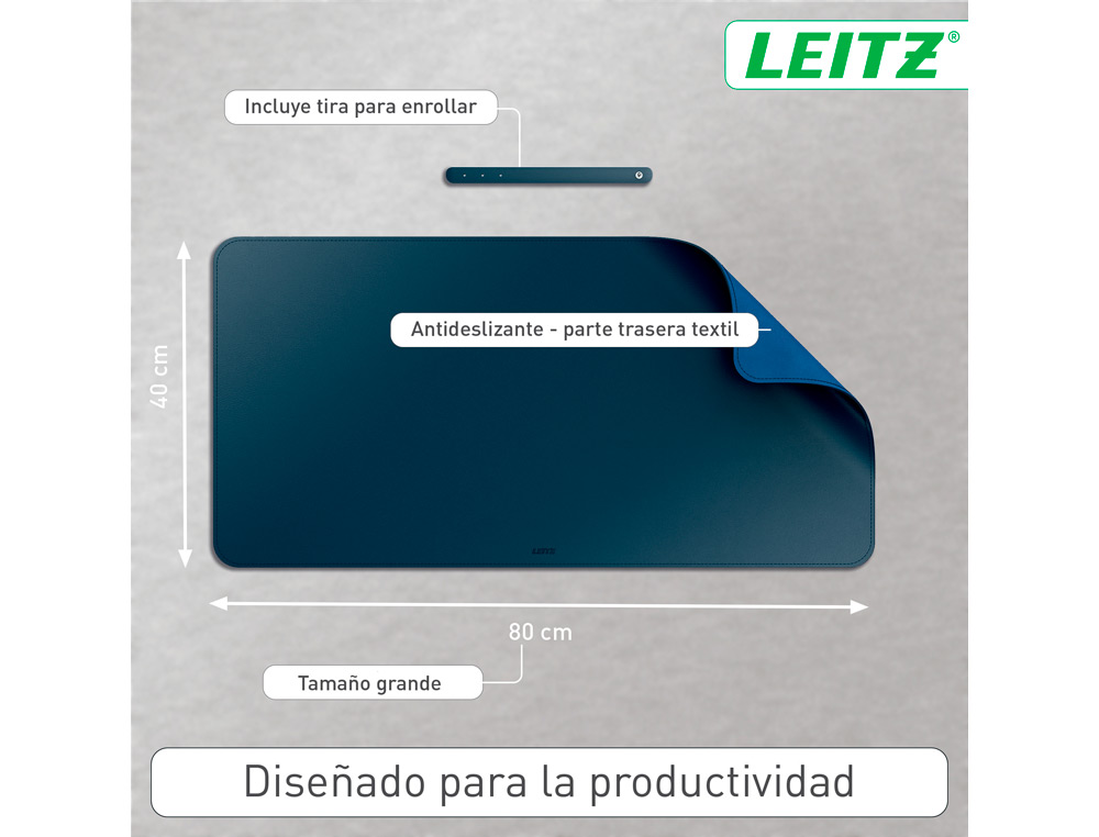 ALFOMBRILLA DE SOBREMESA LEITZ 80X40 CM COLOR AZUL OSCURO