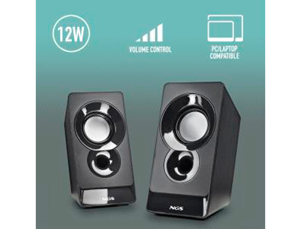 ALTAVOZ NGS SB10 PARA PC 12W ESTEREO USB ENTRADA JACK 3,5 MM COLOR NEGRO