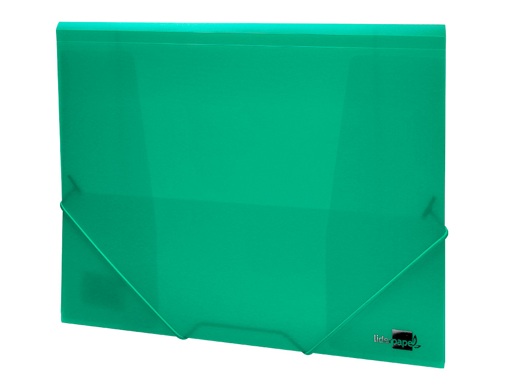 CARPETA LIDERPAPEL GOMAS SOLAPAS 34963 POLIPROPILENO DIN A4 VERDE TRANSLUCIDO