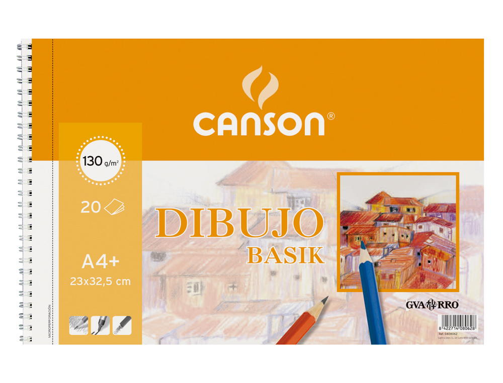 BLOC DIBUJO BASIK DIN A4+ ESPIRAL 23 X 32.5 CM 20 HOJAS MICROPERFORADO 2 TALADROS