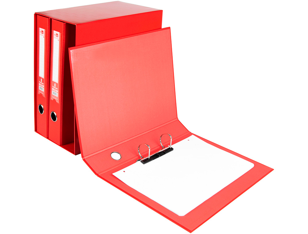 MODULO LIDERPAPEL 3 ARCHIVADORES FOLIO 2 ANILLAS MIXTAS 40MM ROJO