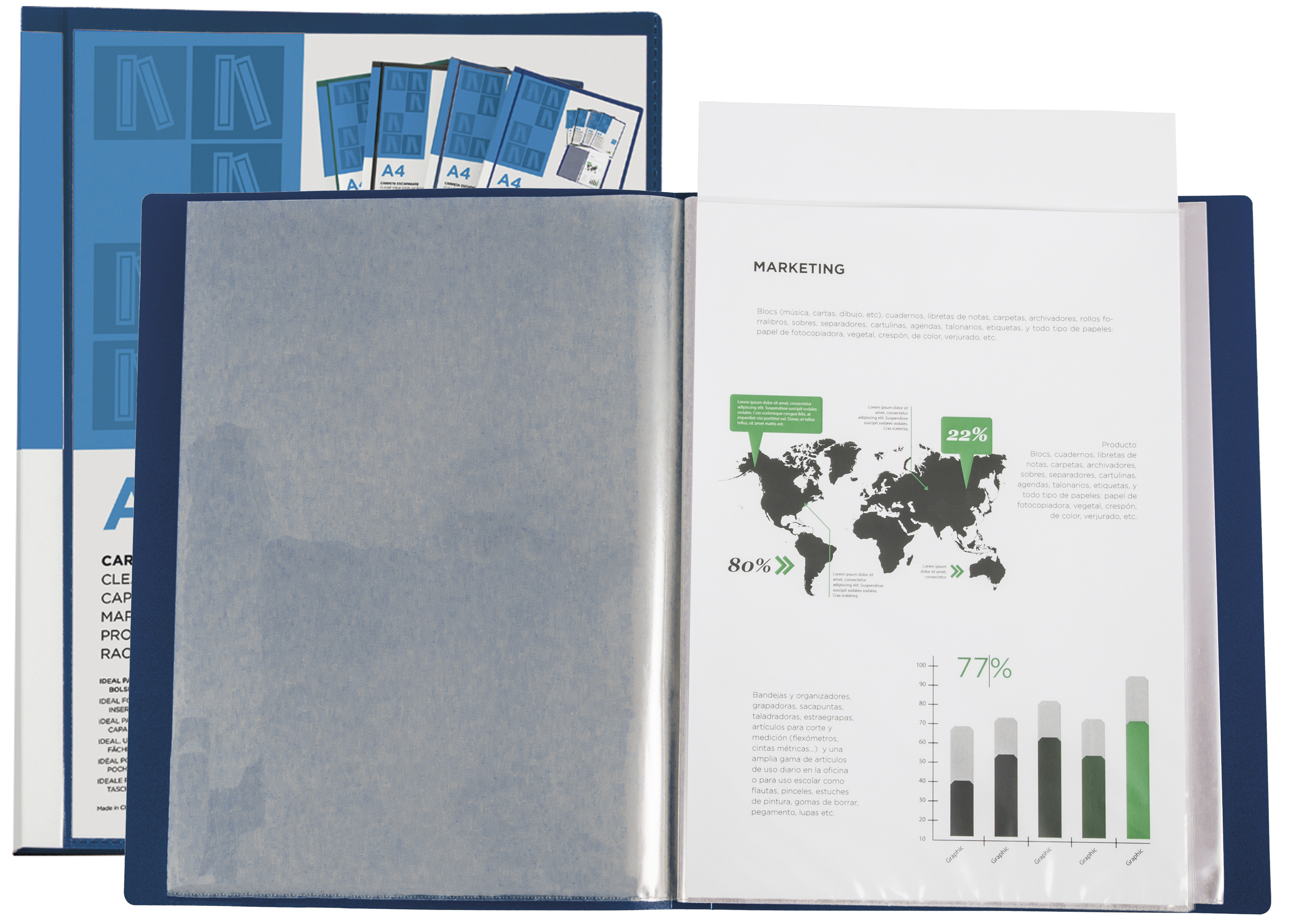 CARPETA LIDERPAPEL PERSONALIZA 37732 40 FUNDAS CANGURO POLIPROPILENO DIN A4 AZUL PORTADA Y LOMO PERSONALIZABLE