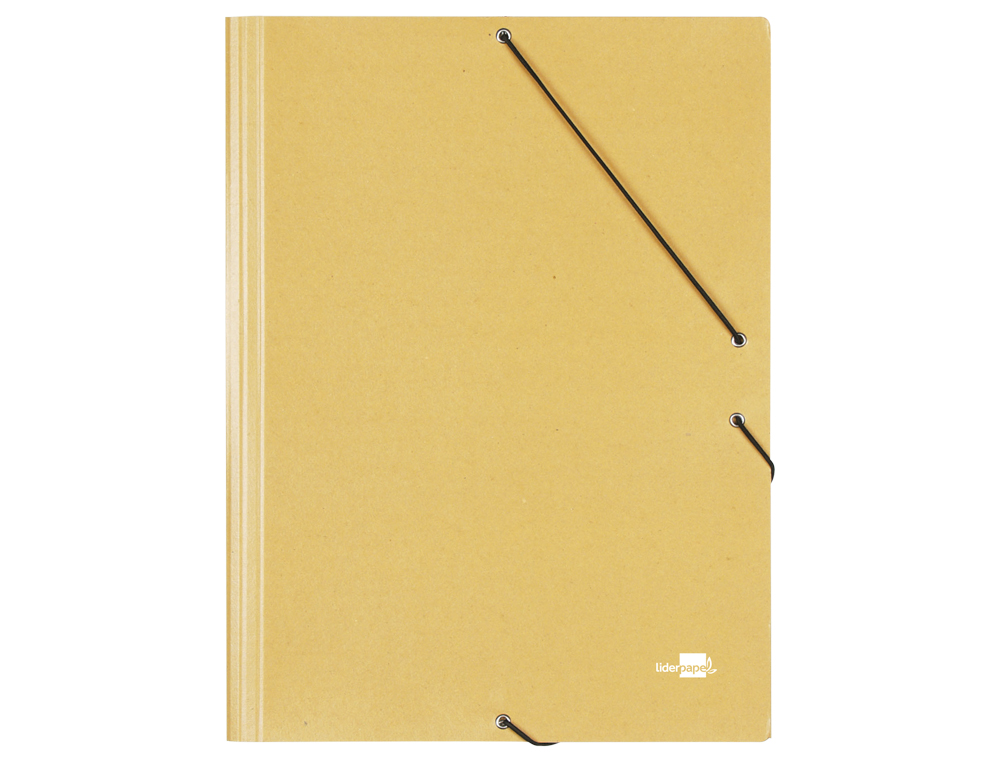 CARPETA LIDERPAPEL GOMAS TRES SOLAPAS CARTON PRESPAN FOLIO COLOR AMARILLO