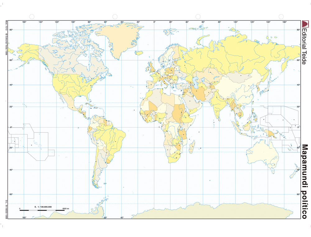 MAPA MUDO COLOR DIN A4 PLANISFERIO POLITICO