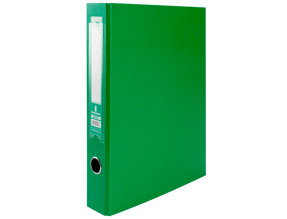 CARPETA DE 2 ANILLAS MIXTA 40 MM LIDERPAPEL FOLIO CARTON FORRADO PAPER COAT CON OLLAO Y TARJETERO COLOR VERDE