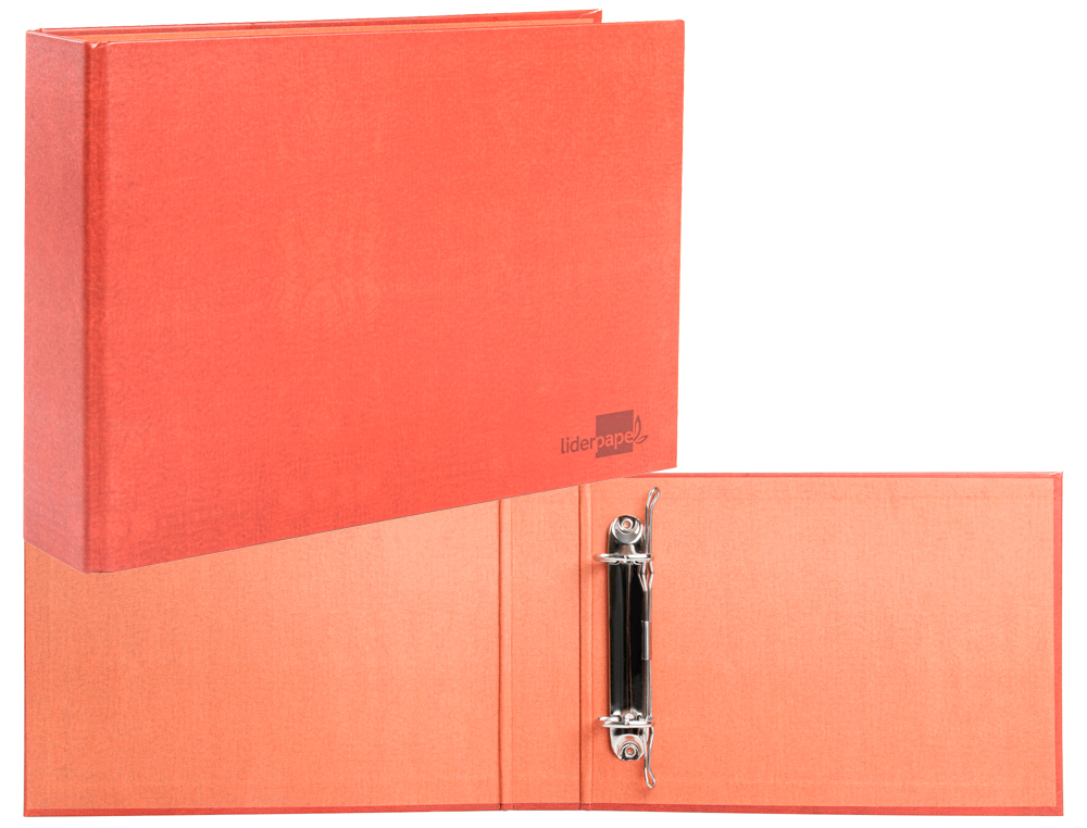 CARPETA DE 2 ANILLAS 25MM MIXTAS LIDERPAPEL CUARTO APAISADO CARTON CUERO FORRADO COMPRESOR PLASTICO