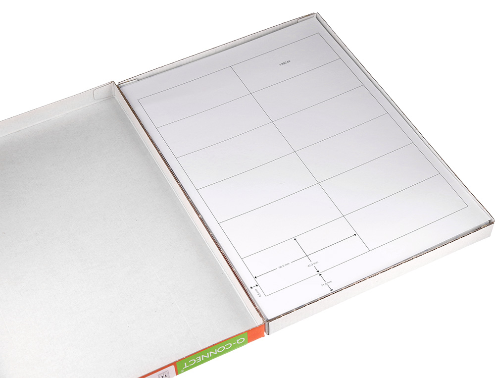 ETIQUETA ADHESIVA Q-CONNECT KF10652 TAMAO 96,5X42,3 MM FOTOCOPIADORA LASER INK-JET CAJA CON 100 HOJAS DIN A4