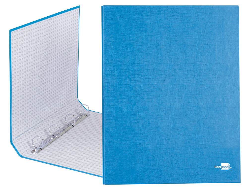CARPETA DE 4 ANILLAS 25MM MIXTAS LIDERPAPEL FOLIO CARTON FORRADO PAPER COAT CELESTE