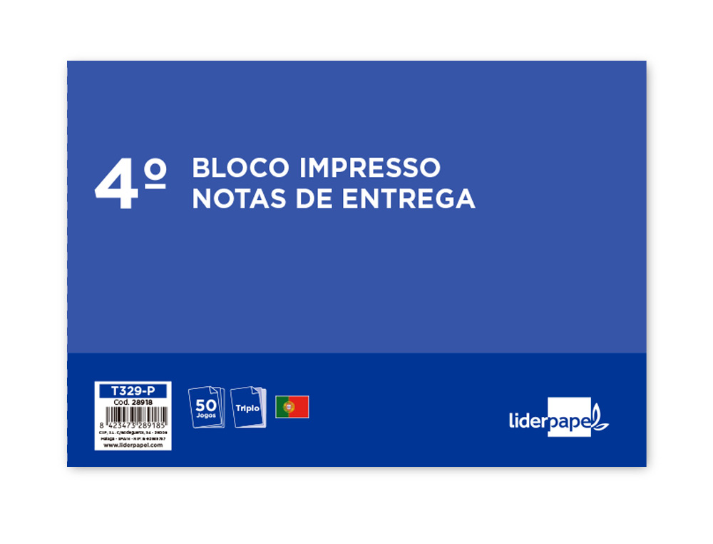 TALONARIO LIDERPAPEL ENTREGAS CUARTO APAISADO 329 TRIPLICADO-TEXTO EN PORTUGUES