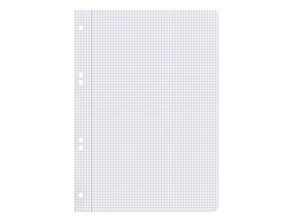 RECAMBIO LIDERPAPEL CUARTO 100 HOJAS 60GR CUADRO 4MM CON MARGEN 6 TALADROS