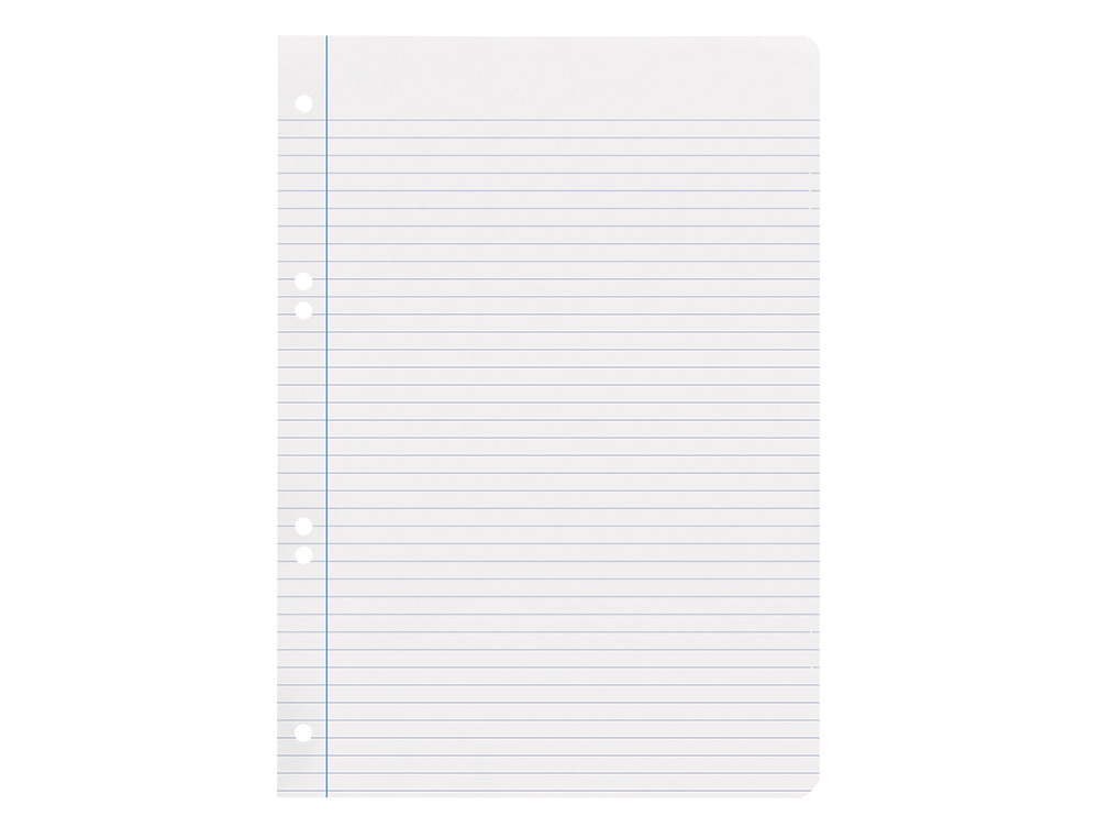 RECAMBIO LIDERPAPEL CUARTO 100 HOJAS 60G/M2 HORIZONTAL CON MARGEN 6 TALADROS