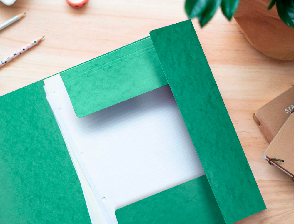 CARPETA Q-CONNECT GOMAS KF02168 CARTON SIMIL-PRESPAN SOLAPAS 320X243 MM VERDE