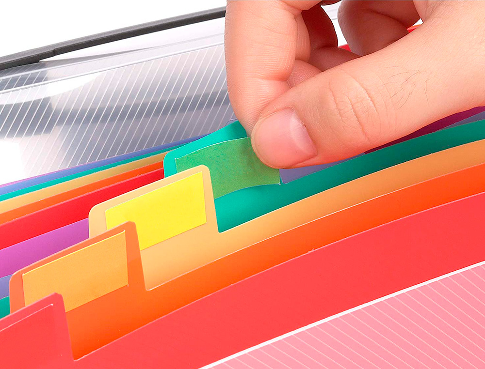 CARPETA LIDERPAPEL CLASIFICADOR FUELLE 45144 POLIPROPILENO A4 TRANSPARENTE CON ASA SPECTRAFILE 26 DPTO