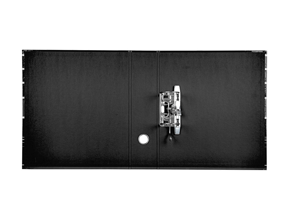 ARCHIVADOR DE PALANCA LIDERPAPEL A4 FILING SYSTEM FORRADO SIN RADO LOMO 80MM NEGRO CON CAJA Y COMPRESOR METALICO