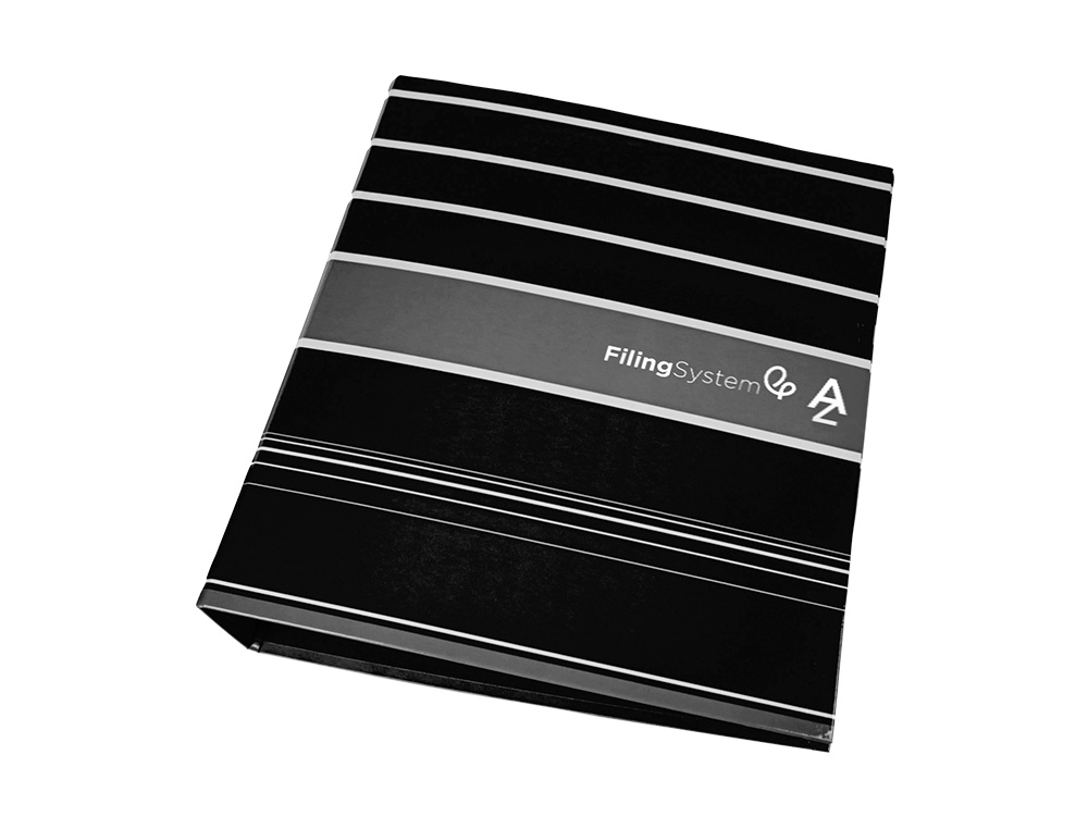 ARCHIVADOR DE PALANCA LIDERPAPEL A4 FILING SYSTEM FORRADO SIN RADO LOMO 80MM NEGRO CON CAJA Y COMPRESOR METALICO