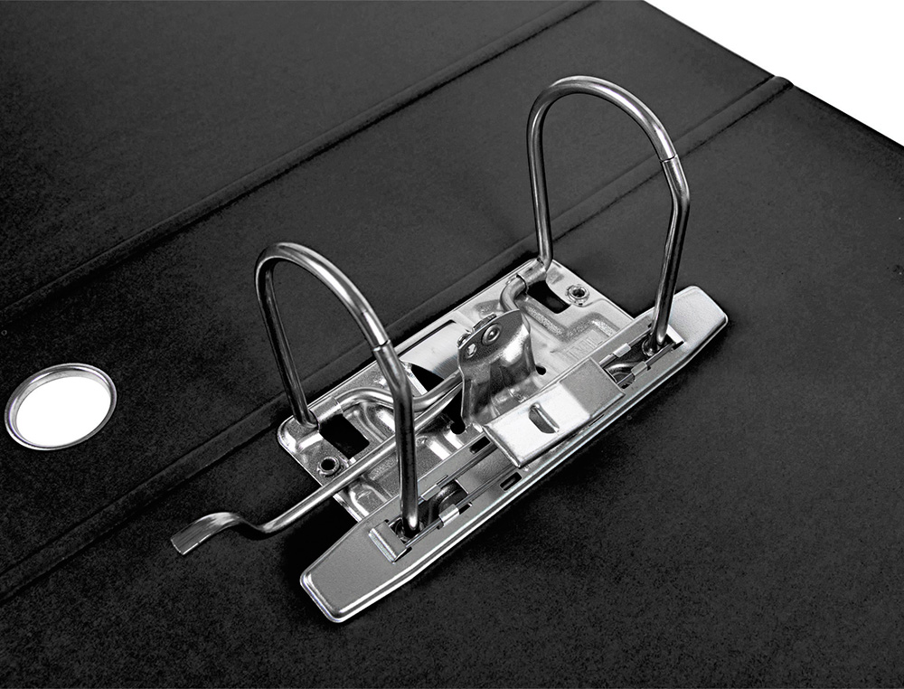 ARCHIVADOR DE PALANCA LIDERPAPEL A4 FILING SYSTEM FORRADO SIN RADO LOMO 80MM NEGRO CON CAJA Y COMPRESOR METALICO