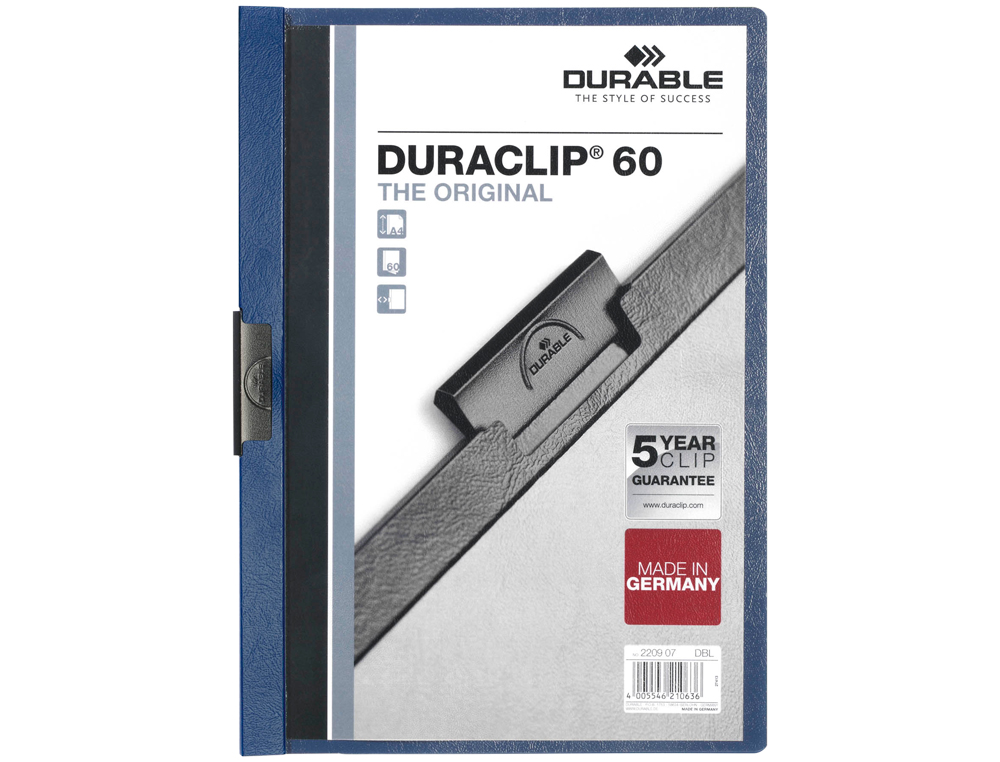 CARPETA DURACLIP DOSSIER PINZA LATERAL AZUL OSCURO CAPACIDAD 60 HOJAS